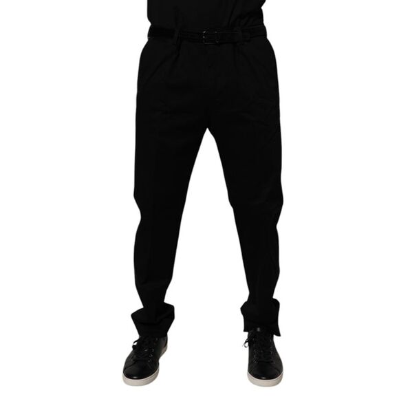 Dolce & Gabbana Black Cotton Men Skinny Dress Formal Men's Pants